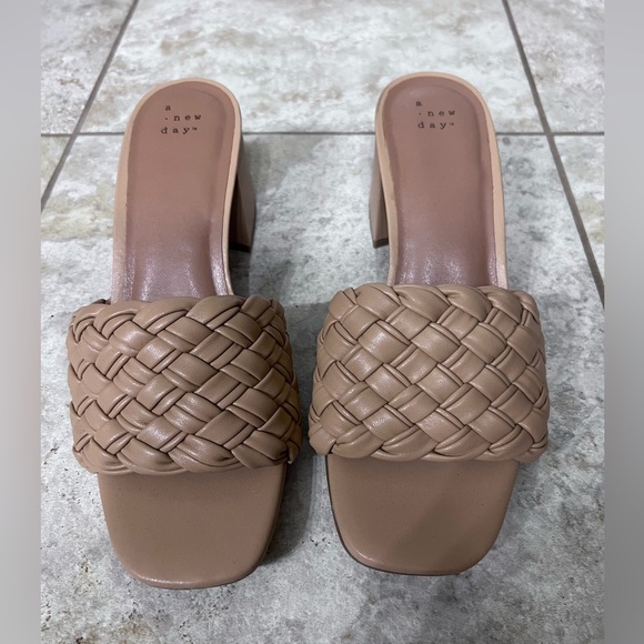 A New Day Tan Woven Leather Mules - Picture 2 of 3